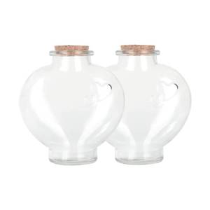 lot 9070 image: Magic Season Decorative Glass Bottles with Cork Stoppers (355 ml Heart-Shaped Bottles  2 Pcs)