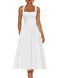 lot 10048 image: Kaximil Womens A Line Flowy Ruffle Formal Maxi Dress, Large, White