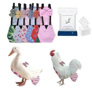 lot 10049 image: MANON ROSA Chicken Diapers Bantam Hens - Reusable 6-Piece Set with Bow Ties Poultry Nappies Washable Waterproof for Geese Pet Ducks Silkie(6D20P S)