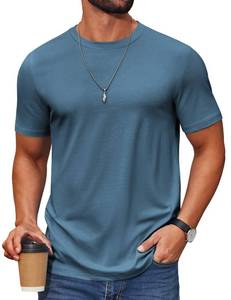 lot 10060 image: COOFANDY T Shirts for Men Cotton T-Shirts Short Sleeve Crew Neck Casual Summer Beach Dark Blue, 3 XL&nbsp