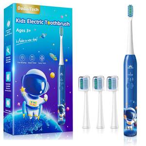 lot 10070 image: Electric Toothbrush Kids Age 3-5-7-8-12 Year Old, Childrens Electric Toothbrush Rechargeable with Timer 3 Modes 4 Vibrating Heads Habit Stickers 31000VPM Boys Electric Tooth brush (Astronaut Blue)