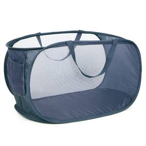 lot 10080 image: Durable Collapsible Laundry Baskets, Mesh Pop Up Laundry Hamper with Side Pocket, Foldable Clothes Storage Hamper with Reinforced Carry Handles for Laundry, Bathroom, Kids Room, Dorm or Travel Navy