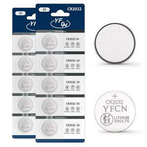lot 10083 image: YFCN CR2032 Battery 3V Lithium Batteries 10 Count Pack CR2032 Batteries - CR 2032 Coin Cell Battery for AirTag, Key Fob, Remotes- 10 Years Shelf Life