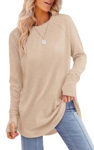 lot 10089 image: XIEERDUO Long Sleeve Shirts for Women Womens Plus Size Tops Beige 3XL