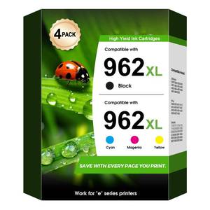 lot 10098 image: 962XL Ink Cartridges Combo Pack Compatible for HP 962 XL 9015e 9010 4 Pack