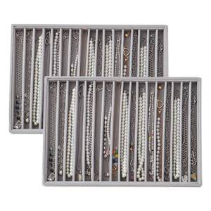 lot 13045 image: KATISYIO Velvet Jewelry Tray Drawer Insert 2 Pack 13.8 x 9.5 in