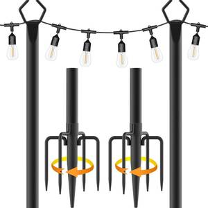 lot 13054 image: Mutovlin 10 Ft Metal String Light Poles for Outdoor Use 2 Pack  Retail $299.99