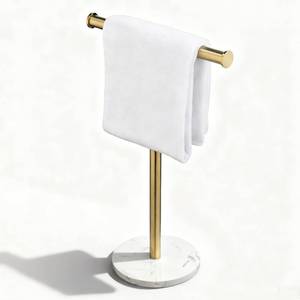 lot 13055 image: NEWRAIN Hand Towel Holder Stand Free Standing Stainless Steel Brushed Gold
