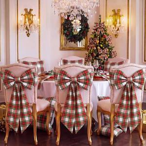 lot 13057 image: Thiccywoov Christmas Chair Bows Set of 4 Tartan 25 x 14 in