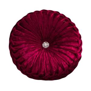 lot 13058 image: MOJUN Round Throw Pillow 13.7 Inch Pleated Velvet Wine Red