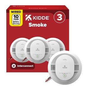 lot 13070 image: Kidde Smoke Detector Hardwired 10-Year Battery Backup 20SA10 3 Pack  Retail $113.97