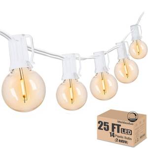 lot 13081 image: Meidaoduo Outdoor G40 Globe String Lights White 14 Bulbs