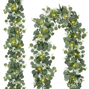 lot 13089 image: N&T NIETING Artificial Eucalyptus Garland with Lights 6FT 2 Pack