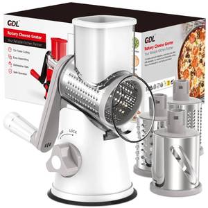 lot 13102 image: GDL Rotary Cheese Grater Hand Crank with 3 Interchangeable Blades