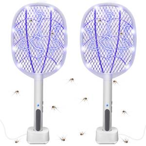 lot 13110 image: Phosooy Electric Fly Swatter Rackets 3000V 2-in-1 Bug Zapper 2 Pack