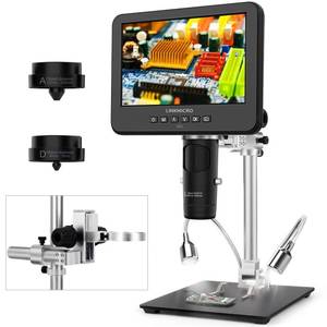 lot 13125 image: LINKMICRO Digital Microscope 7 Inch HDMI 3 Lens LM246MS  Retail $139.99