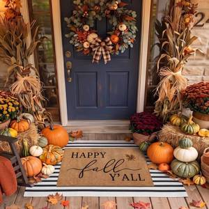 lot 13164 image: Duraaamo Fall Front Door Mat Set 2 Pcs Non Slip Outdoor Rug