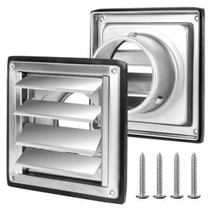 lot 13174 image: Kalkehay 4 Inch Metal Dryer Vent Cover Louvered Outdoor Wall Vent