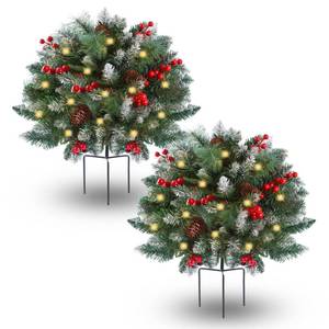 lot 13175 image: Drelmixo 2 Pack Pre-Lit Artificial Christmas Urn Filler Tree 60 LED Lights