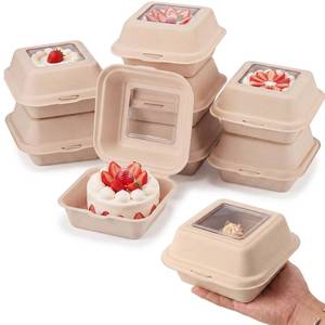 lot 13176 image: FunooFuno Kraft Mini Bento Cake Boxes with Window 6x6x3 in 50 Pack