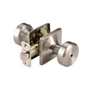 lot 13188 image: STARPY Brushed Nickel Privacy Door Knob with Square Rosette for Bath