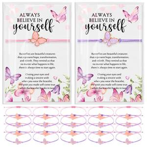 lot 13189 image: Ferreve Butterfly Wish Bracelets with Cards 40 Pack, 2 Styles