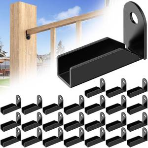lot 13195 image: DIYIIRON Fence Rail Mounting Brackets 1x1 Inch Square Tube Black 24 Pcs
