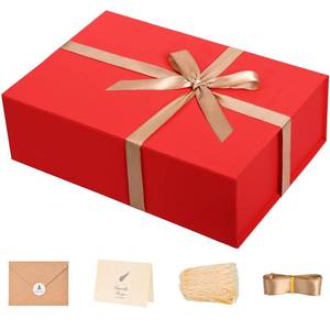 lot 13207 image: LIFELUM Red Christmas Gift Box with Magnetic Lid 13.85 x 8.35 x 4.45 Inch