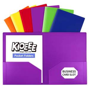 lot 14280 image: KIOEEE Plastic Folders 2 Pocket Letter Size 6 Pack Assorted Colors