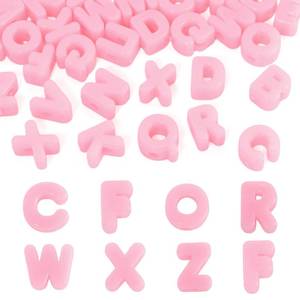 lot 14298 image: Elecrelive 30 Pcs Pink Bubble Letter Beads Large Hole Alphabet Beads