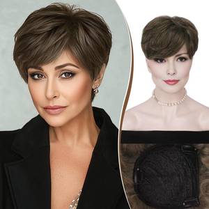 lot 14309 image: RUWISS Human Hair Topper for Women 5x5.5 Base with Bangs Brown