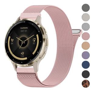 lot 14352 image: Meliya Stainless Steel Mesh Watch Band 0.71 Inch Rose Pink for Garmin Venu 3S