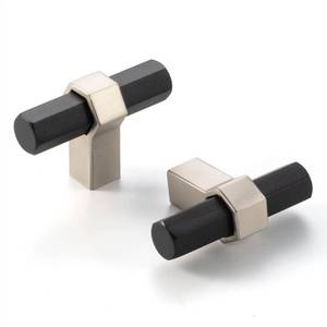 lot 14353 image: ASKANO Cabinet Knobs Black and Brushed Nickel T-Bar 2 Inch 5 Pack K1310