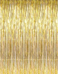 lot 14371 image: GOER Metallic Tinsel Foil Fringe Curtain Backdrop 3.2 ft x 9.8 ft Gold