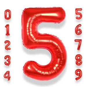 lot 14387 image: AULE 40 Inch Red Number 5 Mylar Foil Balloon