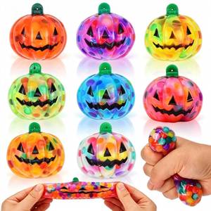 lot 14389 image: Cenmeytoy Halloween Pumpkin Squeeze Stress Balls 8 Pack Squishy Toys