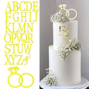 lot 14396 image: DiDida Wedding Cake Topper Diamond Ring with 26 Letter Acrylic