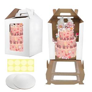 lot 14456 image: Tall Cake Boxes 12x12x14 Inch 2 Pack With Windows