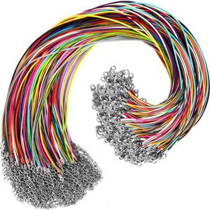 lot 14461 image: DHOOZ Leather Necklace Cord with Clasps, 0.059in Waxed, 100 Pcs, 25 Colors