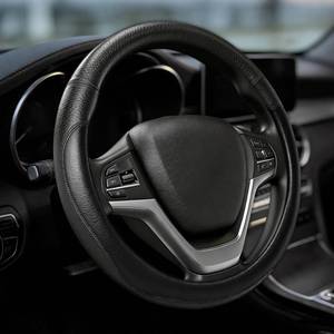lot 14465 image: Lxsloet Steering Wheel Cover Leather Anti-Slip Black 15 Inch