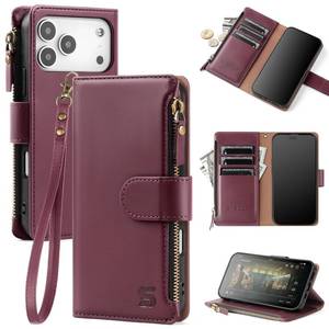 lot 14475 image: Shieldtop Phone Wallet Case for iPhone 18 Pro Max  17 Pro Max Wine Red