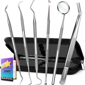 lot 14478 image: G.CATACC 6-Piece Dental Pick Tool Set Plaque Tartar Remover Stainless Steel