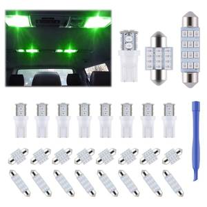 lot 14491 image: iFunyLED 24-Piece LED Car Interior Bulb Kit T10 194 DE3175 578 31mm 42mm Green