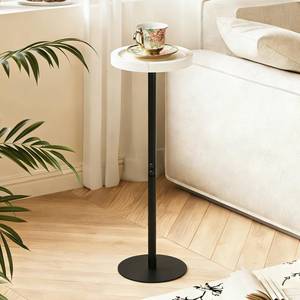 lot 17832 image: YYW Drink Table 7.87in Small Round Side Table Marble White  Retail $110.99