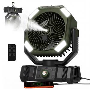 lot 17834 image: USONE Misting Fan 20000mAh Rechargeable Portable Tent Fan Olive Green