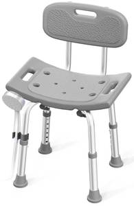 lot 17838 image: HOMLAND Shower Chair with Removable Backrest, Aluminum Frame