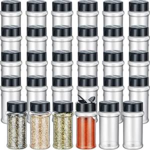 lot 17852 image: Jadive Plastic Spice Jars with Shaker Lids 5.5oz Black 36 Pcs
