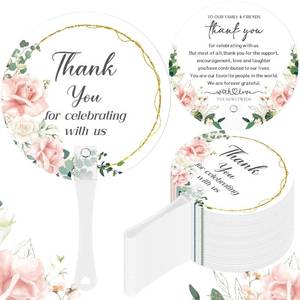 lot 17860 image: CroBlissful Wedding Hand Fans Handheld Plastic Leaf 100 Pcs