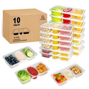 lot 17863 image: MACTANO Reusable Snack Containers 8 oz 3 Compartment with Lids 10 Sets