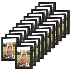 lot 17870 image: MEBRUDY 5x7 Black Picture Frame Set of 22 MDF Wood